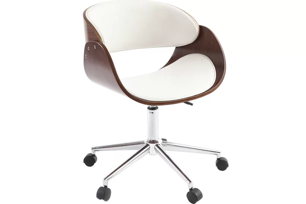 Miliboo Silla De Oficina | Sillón De Oficina A Precios Bajos-Silla de escritorio nogal y blanco con ruedas BENT