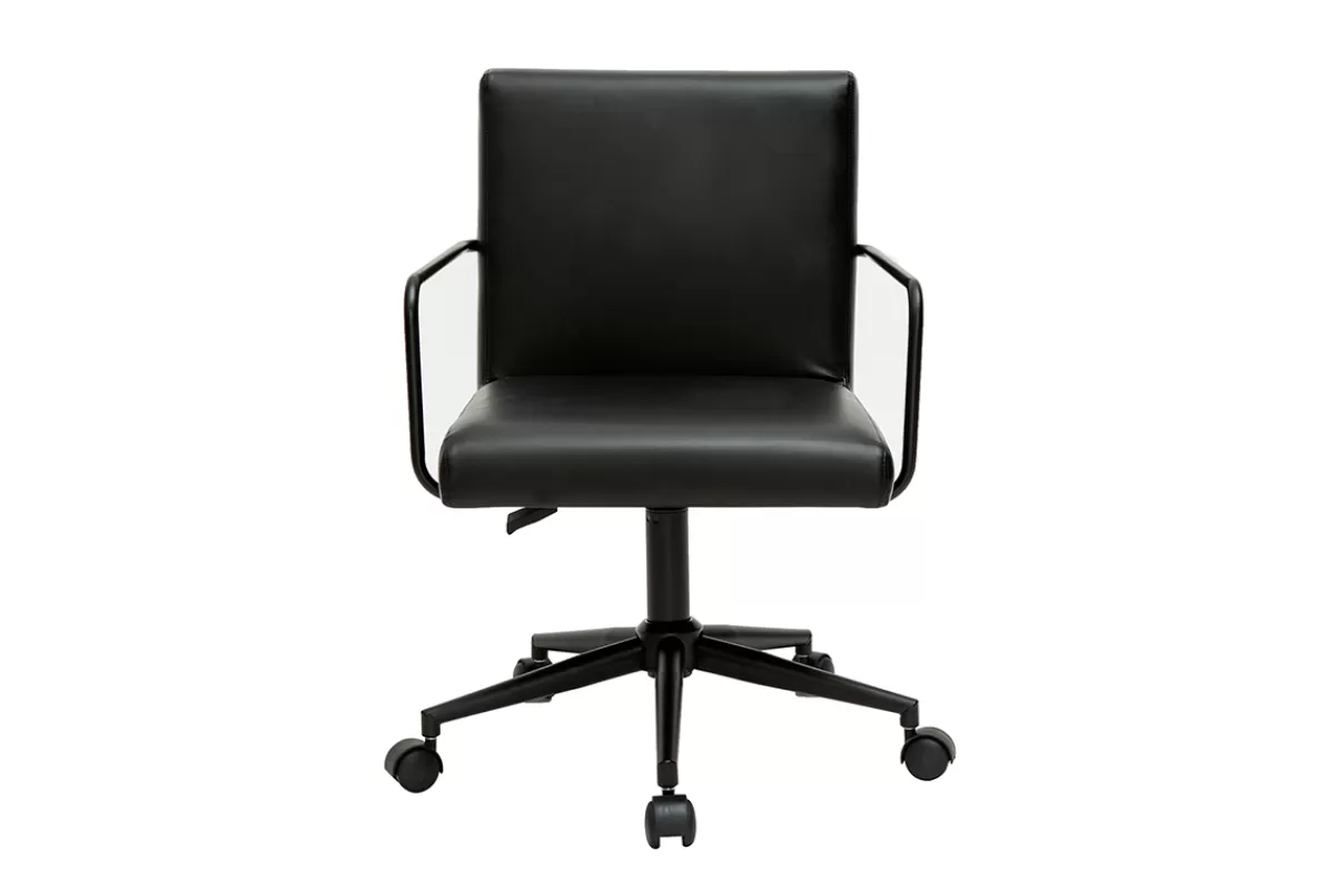 Miliboo Silla De Oficina | Sillón De Oficina A Precios Bajos-Silla de escritorio vintage de poliuretano y metal negro FLOKI
