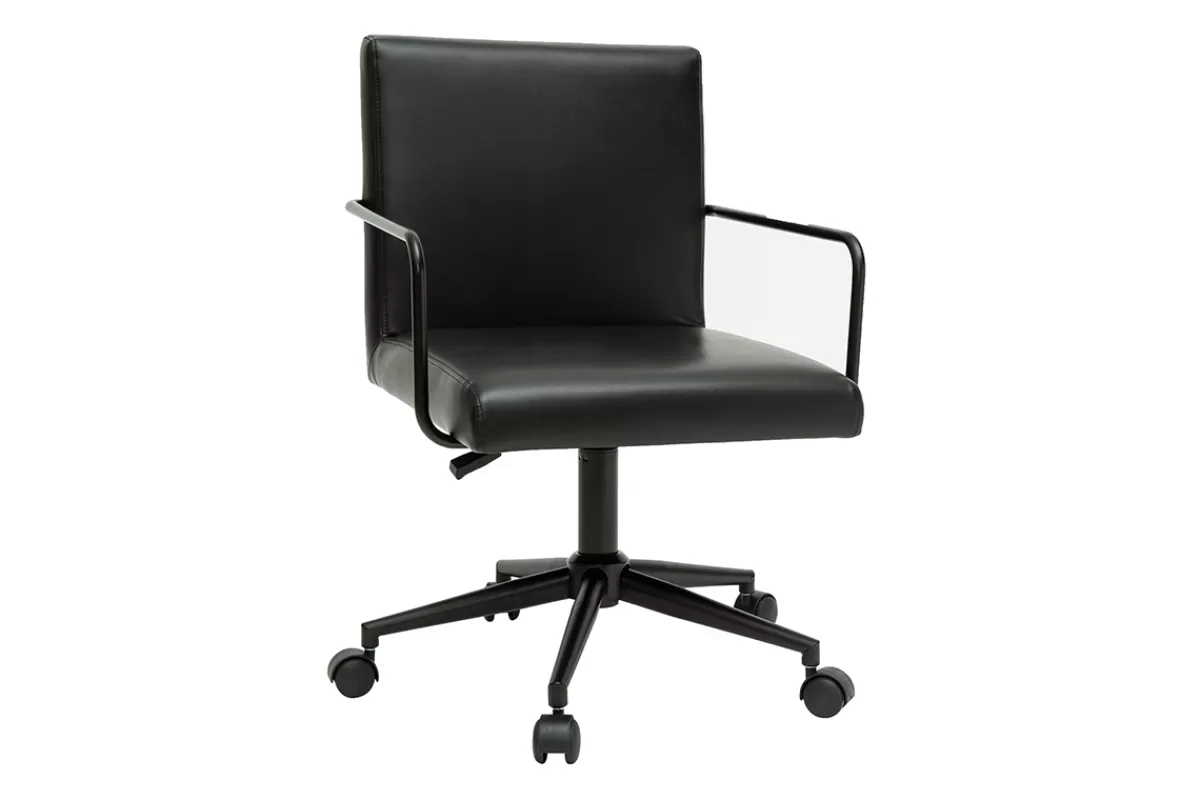 Miliboo Silla De Oficina | Sillón De Oficina A Precios Bajos-Silla de escritorio vintage de poliuretano y metal negro FLOKI
