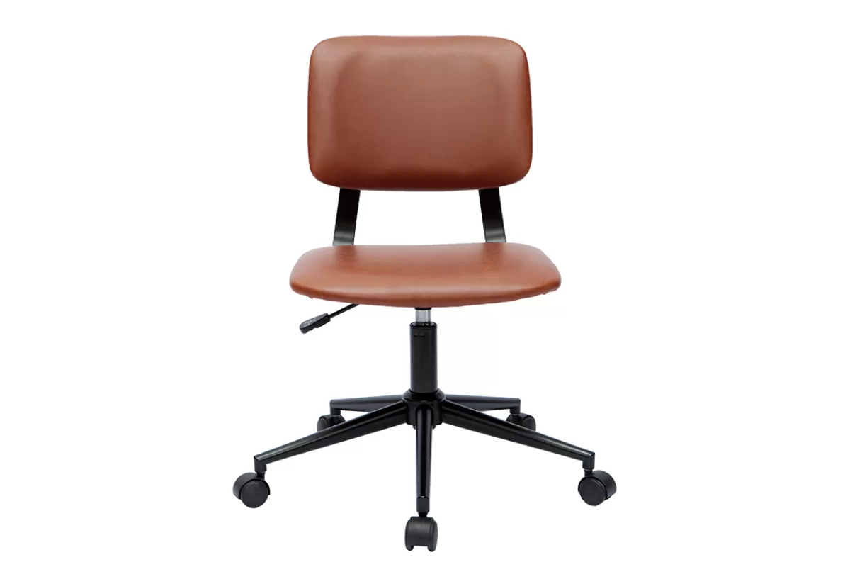 Miliboo Silla De Oficina | Sillón De Oficina A Precios Bajos-Silla de escritorio vintage marrón LAB