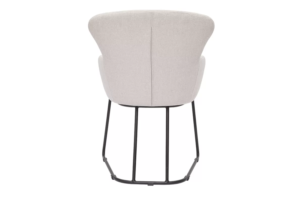 Miliboo Sillas Modernas-Silla de tejido efecto aterciopelado texturizado beige y metal negro BRITT