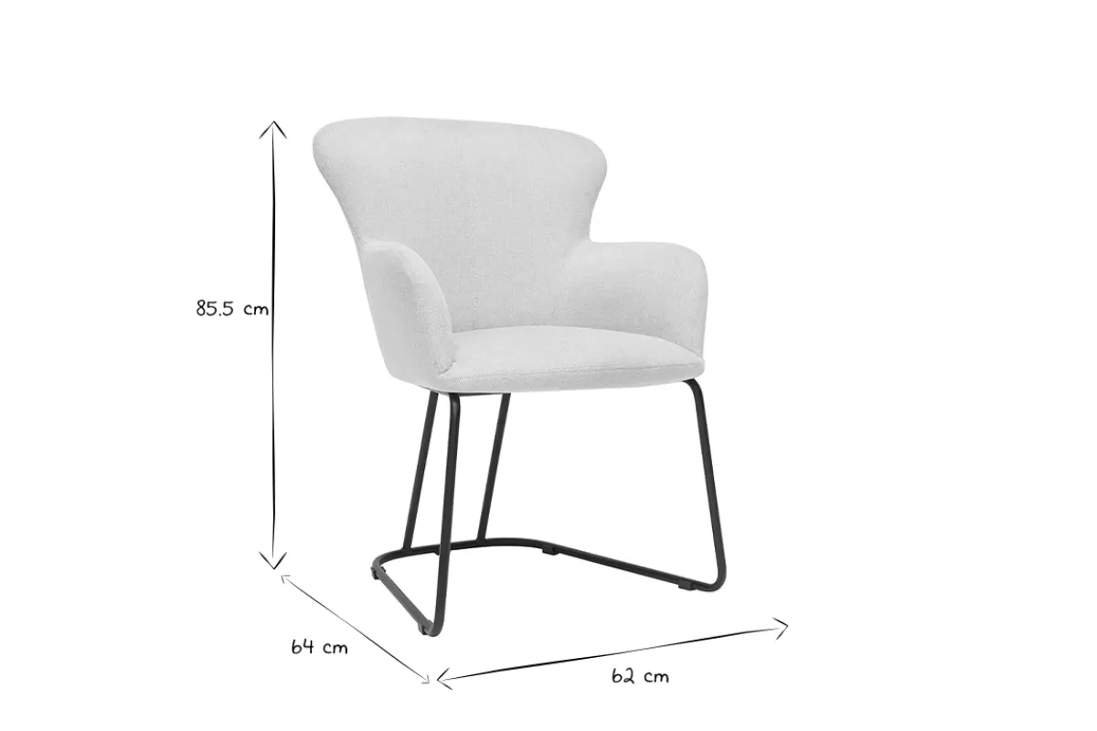 Miliboo Sillas Modernas-Silla de tejido efecto aterciopelado texturizado beige y metal negro BRITT
