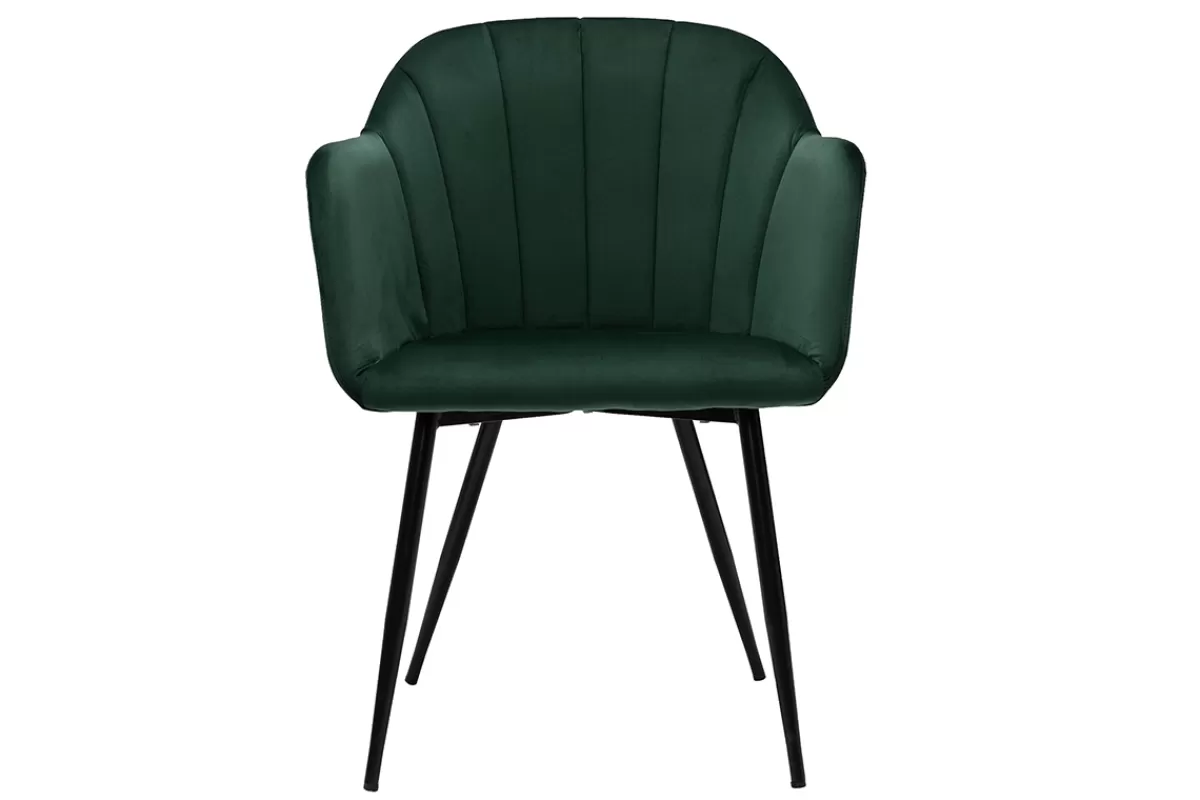 Miliboo Sillas Modernas-Silla diseño de terciopelo verde y patas de metal negro MILLY