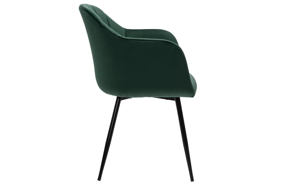 Miliboo Sillas Modernas-Silla diseño de terciopelo verde y patas de metal negro MILLY