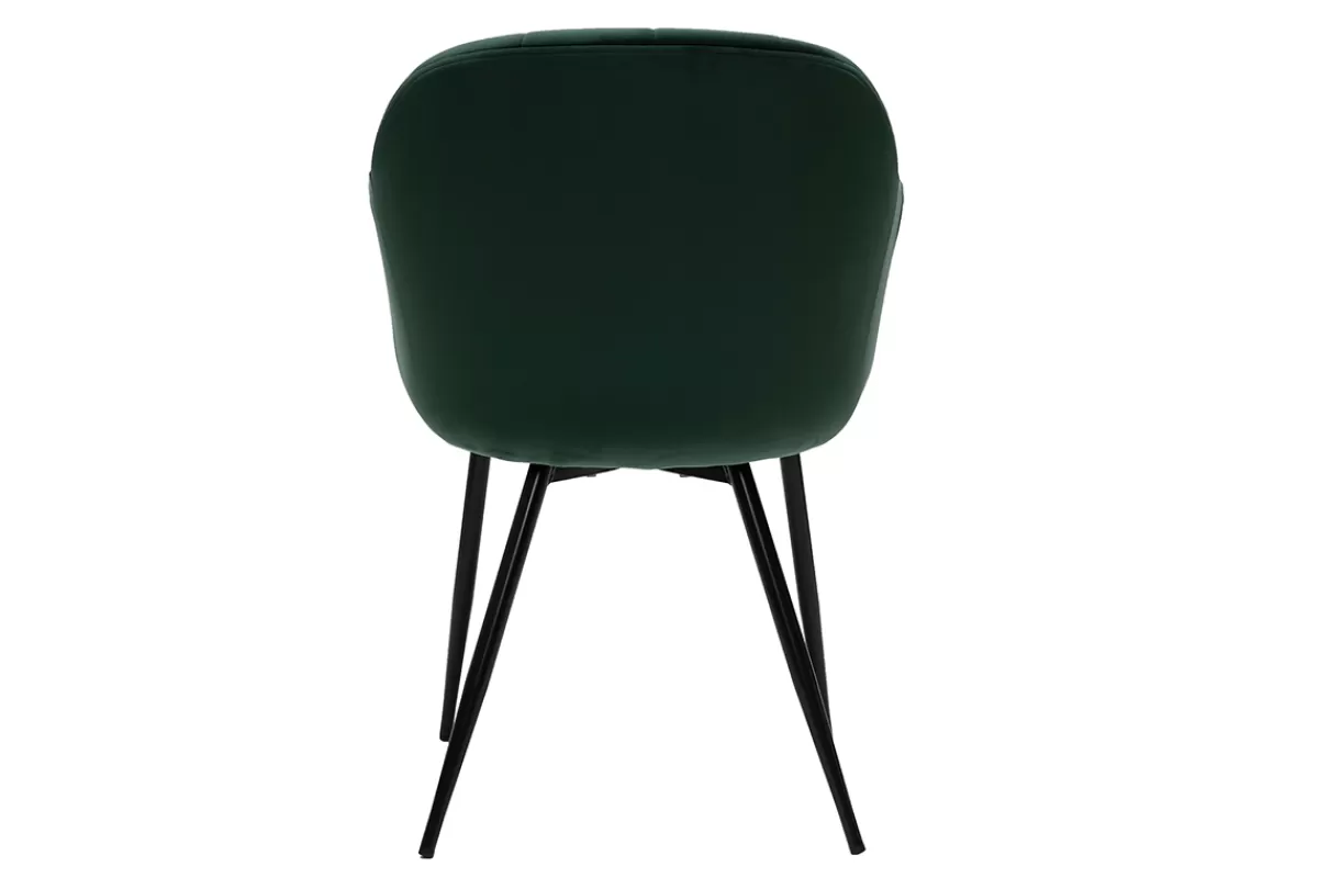 Miliboo Sillas Modernas-Silla diseño de terciopelo verde y patas de metal negro MILLY