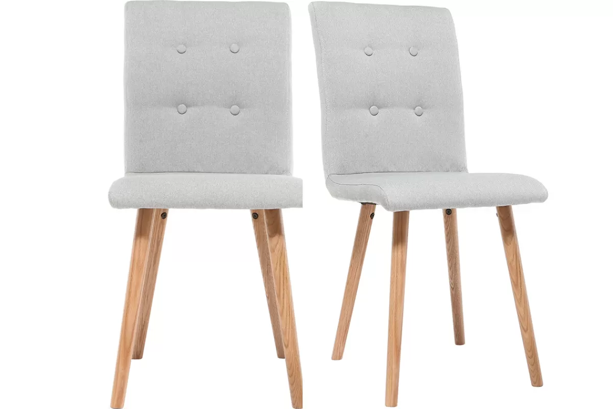 Miliboo Sillas Modernas-Silla diseño gris claro y madera lote de dos HORTA