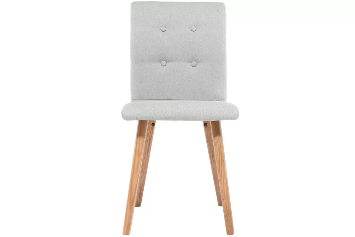 Miliboo Sillas Modernas-Silla diseño gris claro y madera lote de dos HORTA