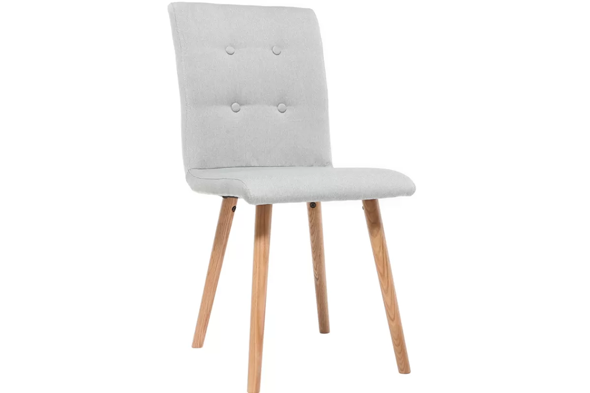 Miliboo Sillas Modernas-Silla diseño gris claro y madera lote de dos HORTA