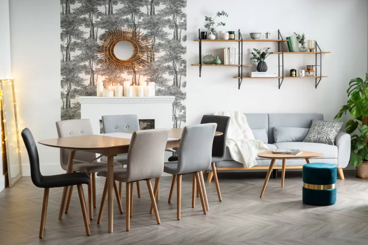 Miliboo Sillas Modernas-Silla diseño gris claro y madera lote de dos HORTA