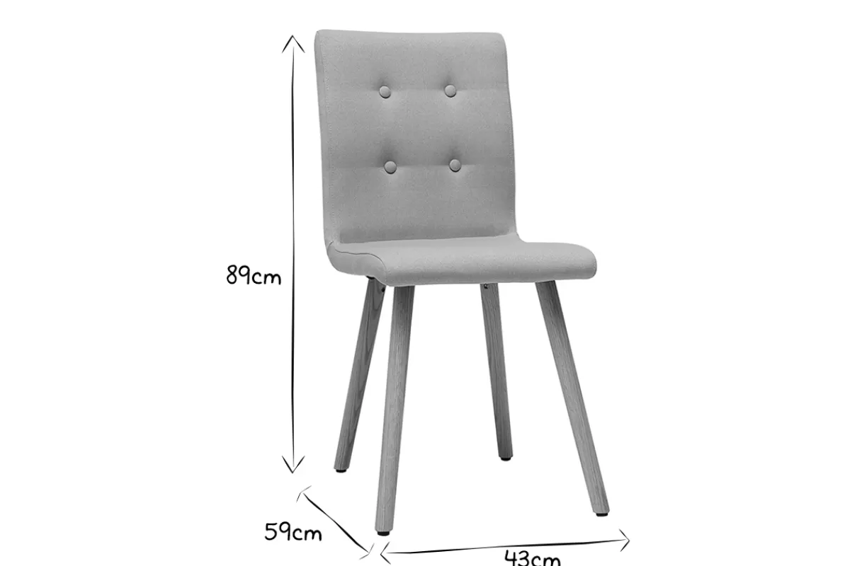 Miliboo Sillas Modernas-Silla diseño gris claro y madera lote de dos HORTA
