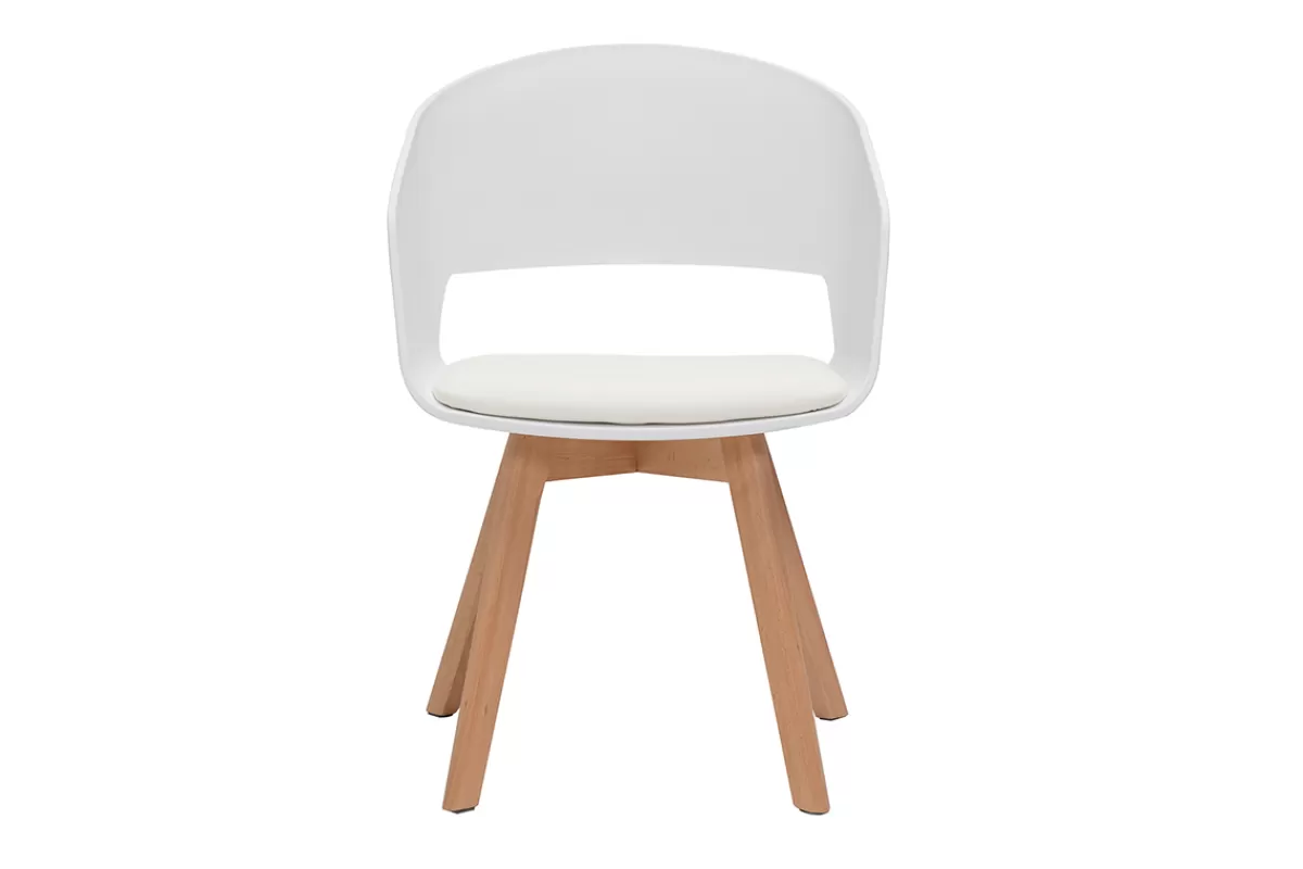 Miliboo Sillas Modernas-Silla escandinava blanca y de madera clara PRISMA