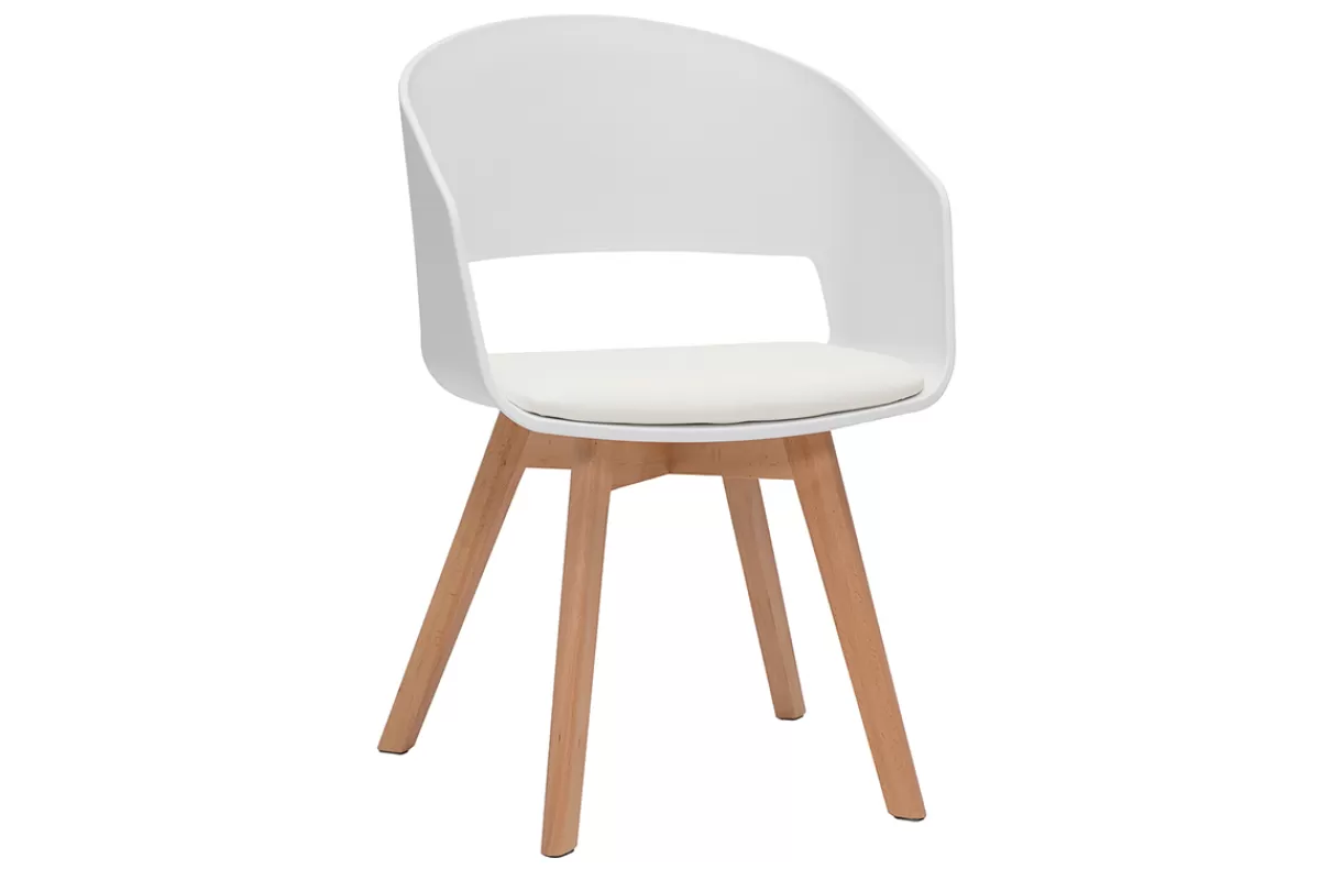 Miliboo Sillas Modernas-Silla escandinava blanca y de madera clara PRISMA
