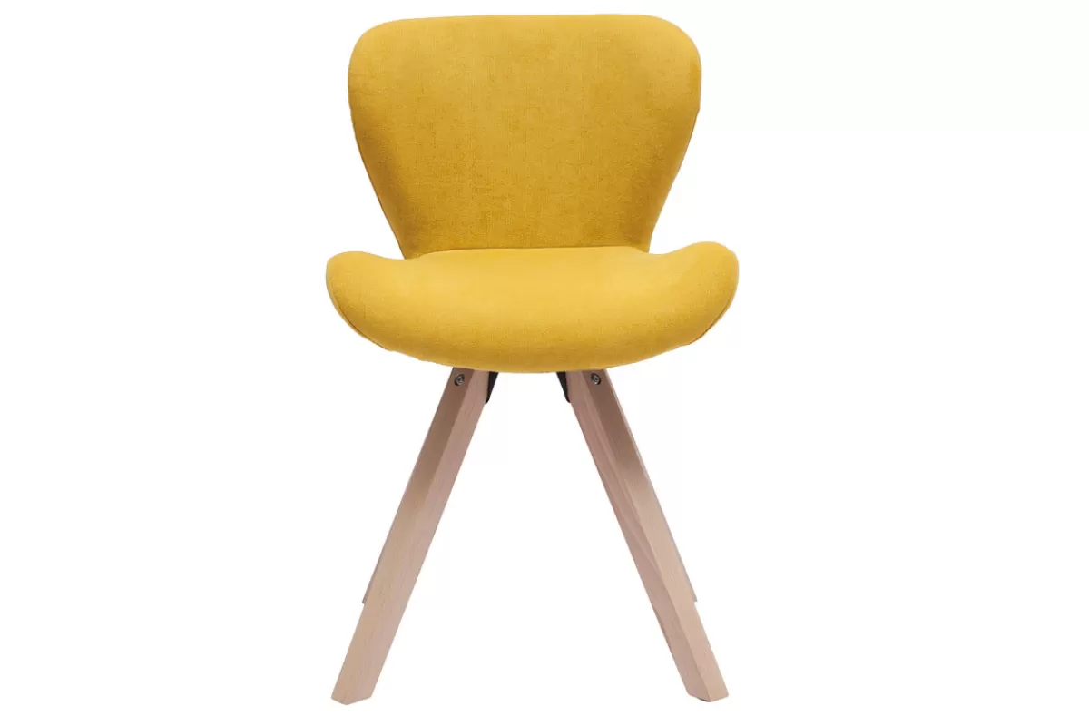 Miliboo Sillas Modernas-Silla escandinava efecto aterciopelado amarillo mostaza ANYA