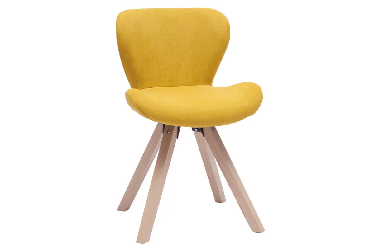 Miliboo Sillas Modernas-Silla escandinava efecto aterciopelado amarillo mostaza ANYA