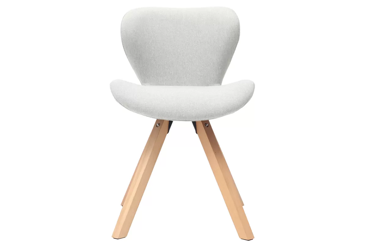 Miliboo Sillas Modernas-Silla escandinava tejido gris patas madera clara ANYA