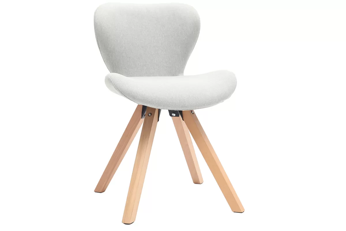 Miliboo Sillas Modernas-Silla escandinava tejido gris patas madera clara ANYA