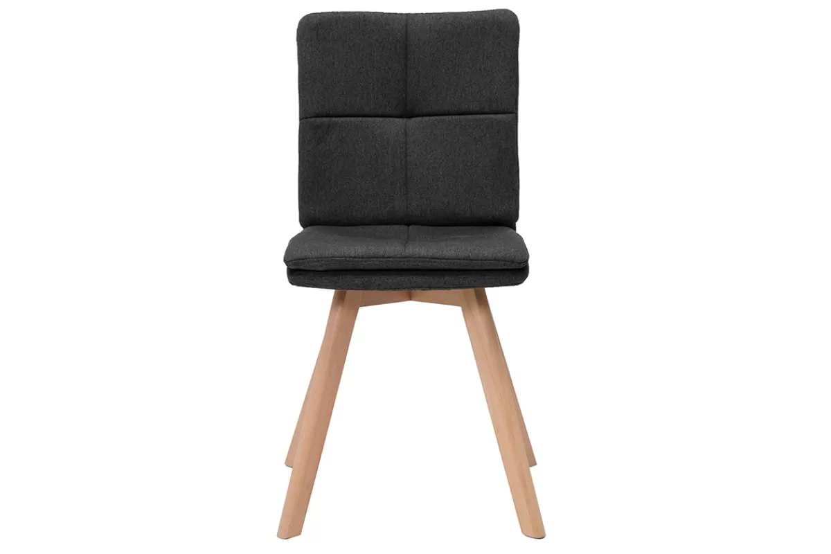 Miliboo Sillas Modernas-Silla escandinava tejido gris patas madera clara lote de 2 THEA