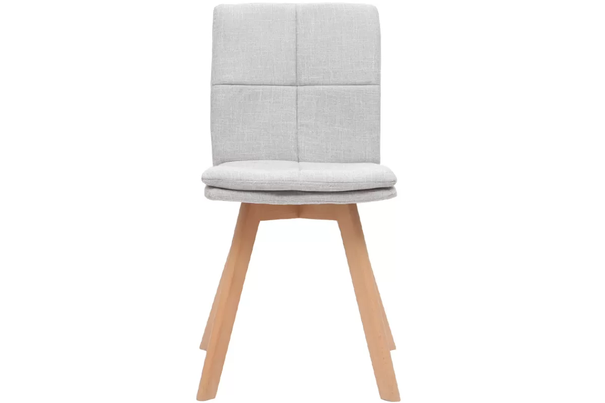 Miliboo Sillas Modernas-Silla escandinava tejido gris patas madera clara lote de 2 THEA
