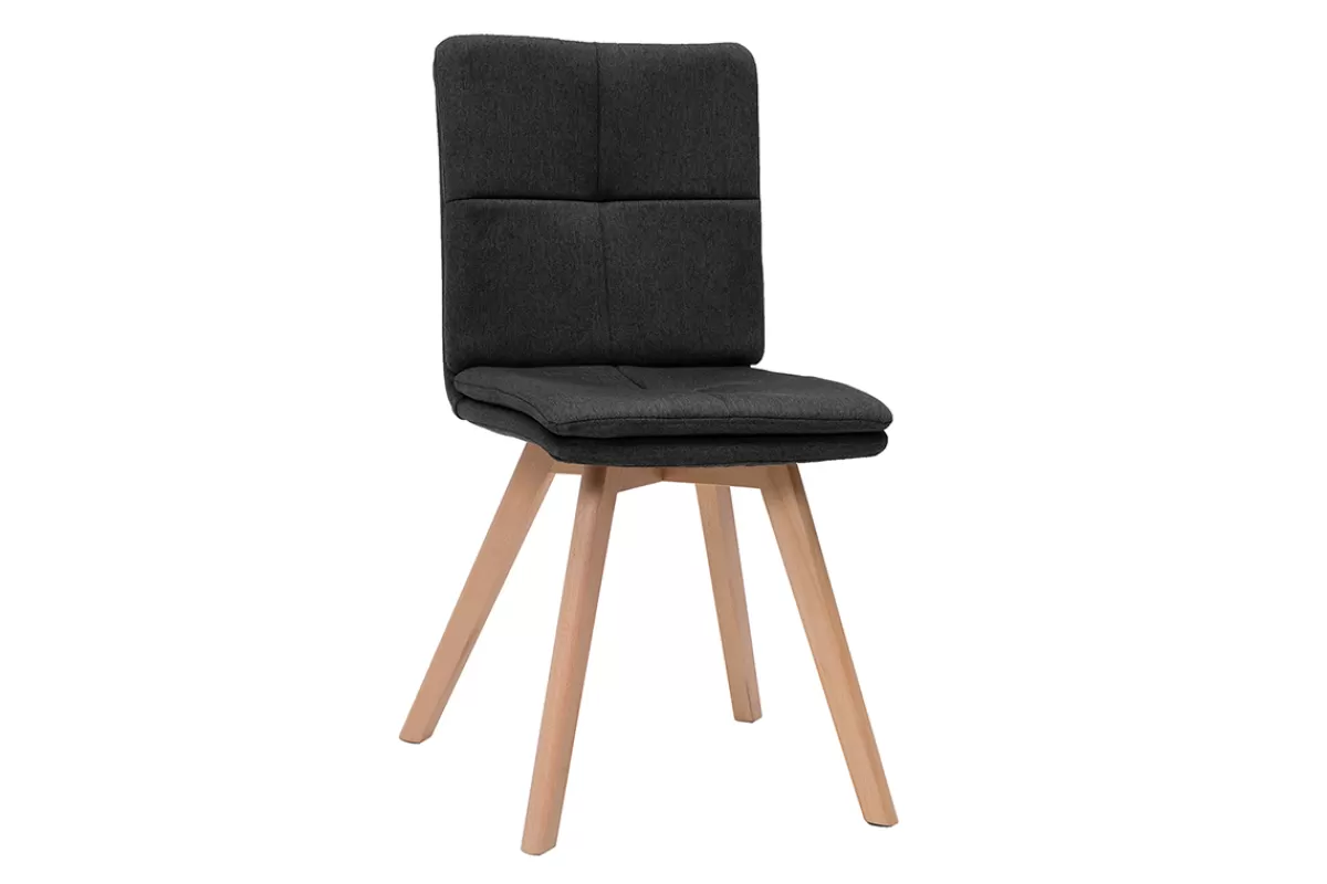 Miliboo Sillas Modernas-Silla escandinava tejido gris patas madera clara lote de 2 THEA