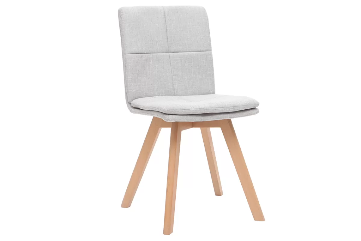 Miliboo Sillas Modernas-Silla escandinava tejido gris patas madera clara lote de 2 THEA