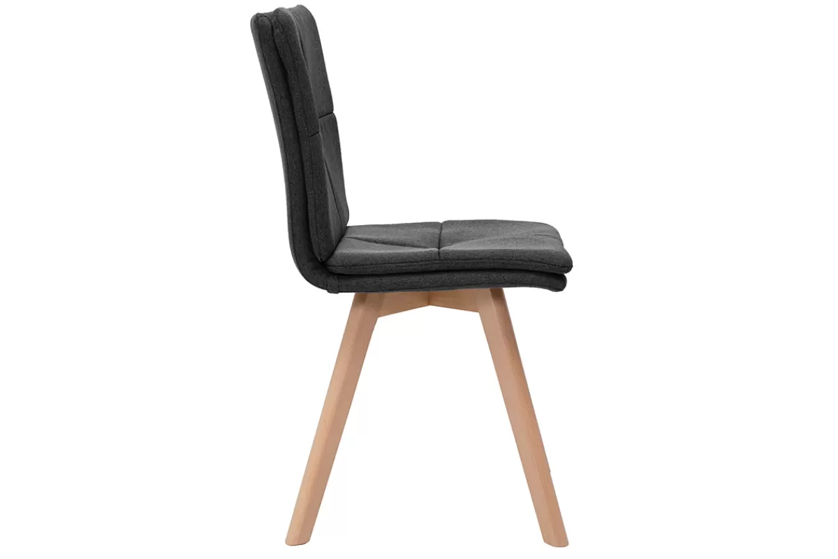 Miliboo Sillas Modernas-Silla escandinava tejido gris patas madera clara lote de 2 THEA