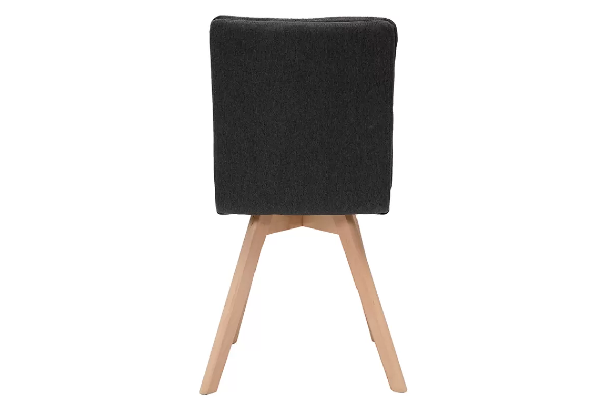 Miliboo Sillas Modernas-Silla escandinava tejido gris patas madera clara lote de 2 THEA