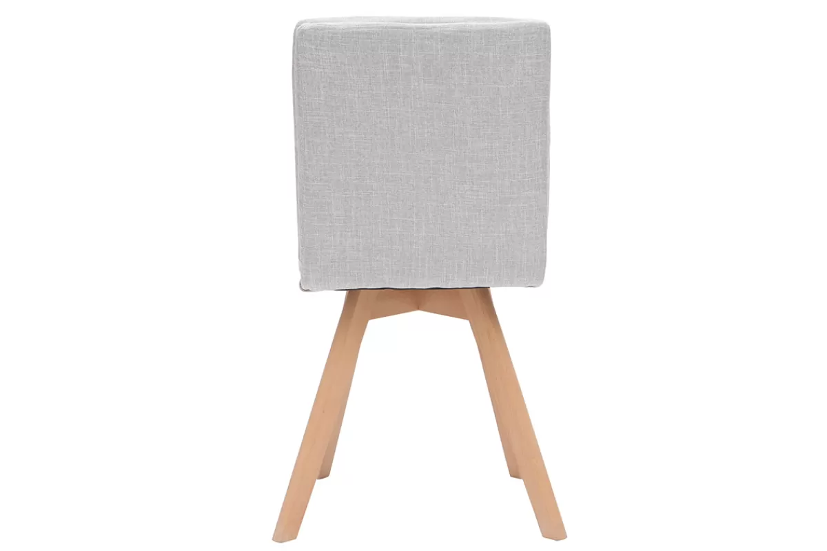 Miliboo Sillas Modernas-Silla escandinava tejido gris patas madera clara lote de 2 THEA