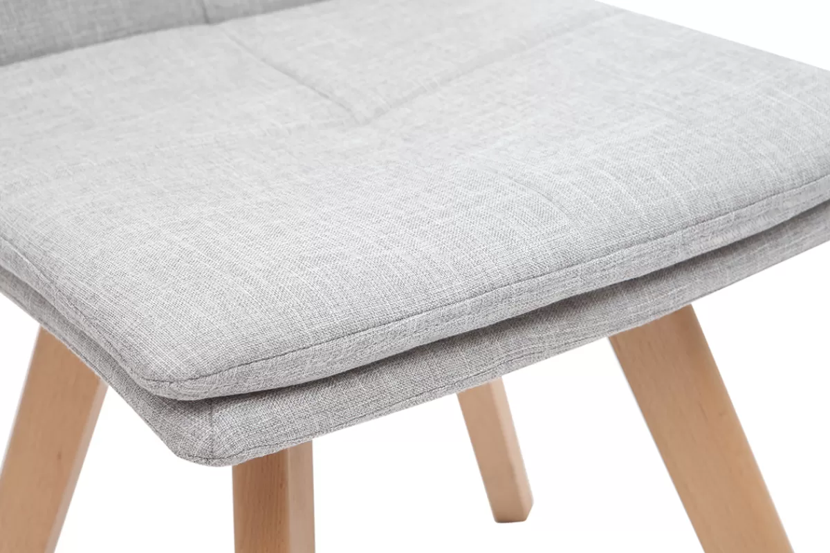 Miliboo Sillas Modernas-Silla escandinava tejido gris patas madera clara lote de 2 THEA