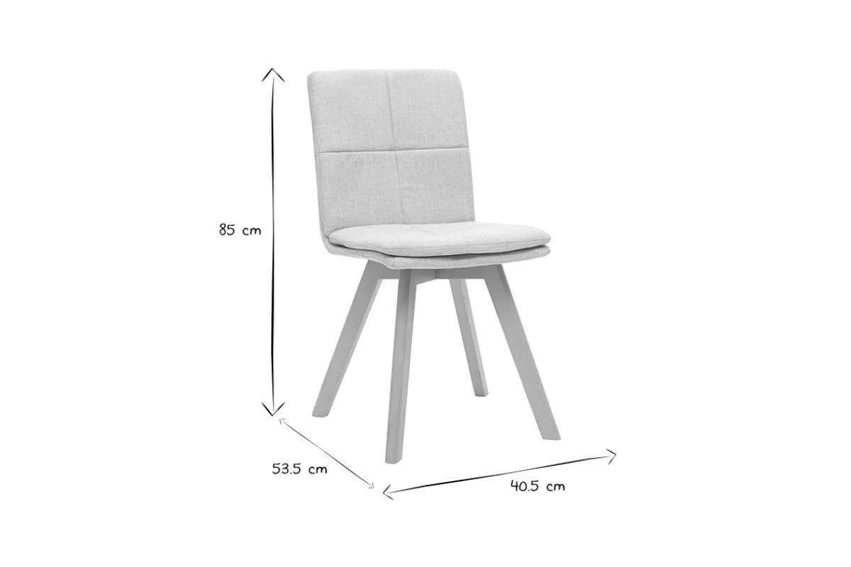 Miliboo Sillas Modernas-Silla escandinava tejido gris patas madera clara lote de 2 THEA
