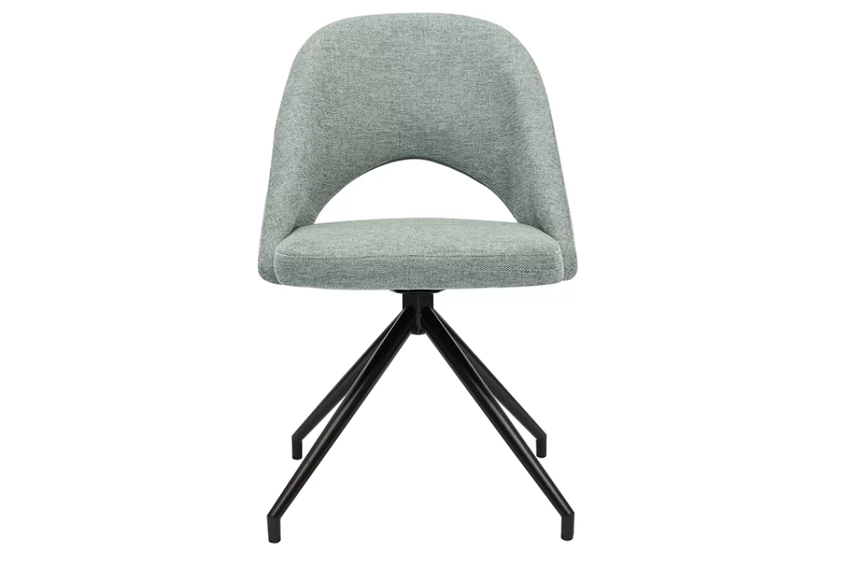 Miliboo Sillas Modernas-Silla giratoria 360º de tejido efecto aterciopelado texturizado celadón y metal negro COSETTE