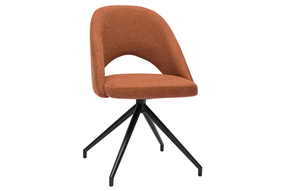 Miliboo Sillas Modernas-Silla giratoria 360º de tejido efecto aterciopelado texturizado terracota y metal negro COSETTE