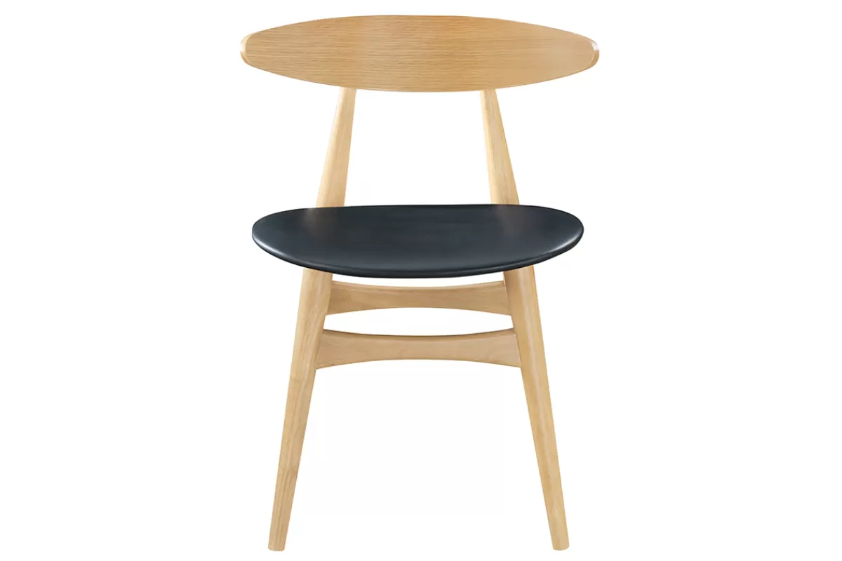 Miliboo Sillas Modernas | Sillas De Madera-Silla madera clara y PU negro escandinavo japonés (lote de 2) WALFORD