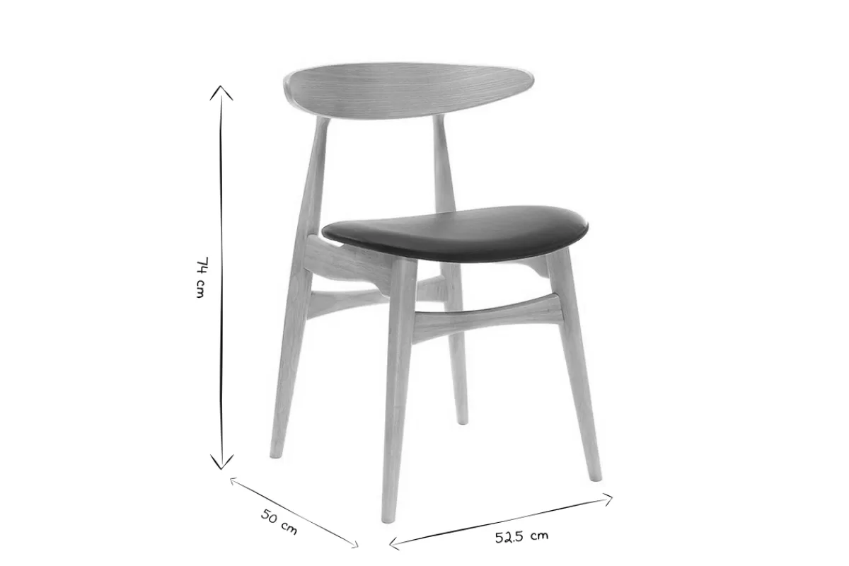 Miliboo Sillas Modernas | Sillas De Madera-Silla madera clara y PU negro escandinavo japonés (lote de 2) WALFORD