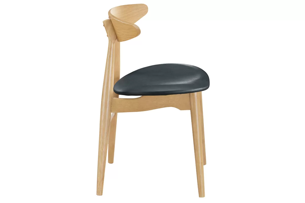 Miliboo Sillas Modernas | Sillas De Madera-Silla madera clara y PU negro escandinavo japonés (lote de 2) WALFORD