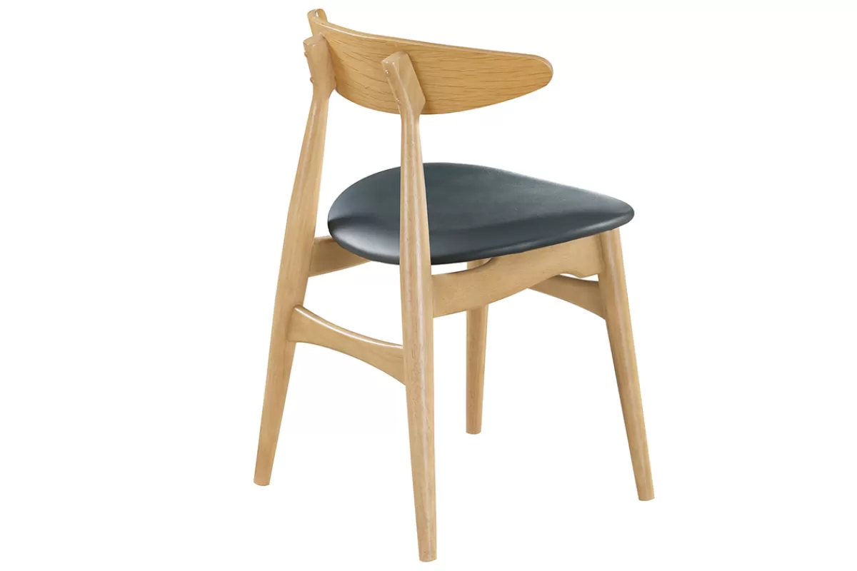 Miliboo Sillas Modernas | Sillas De Madera-Silla madera clara y PU negro escandinavo japonés (lote de 2) WALFORD