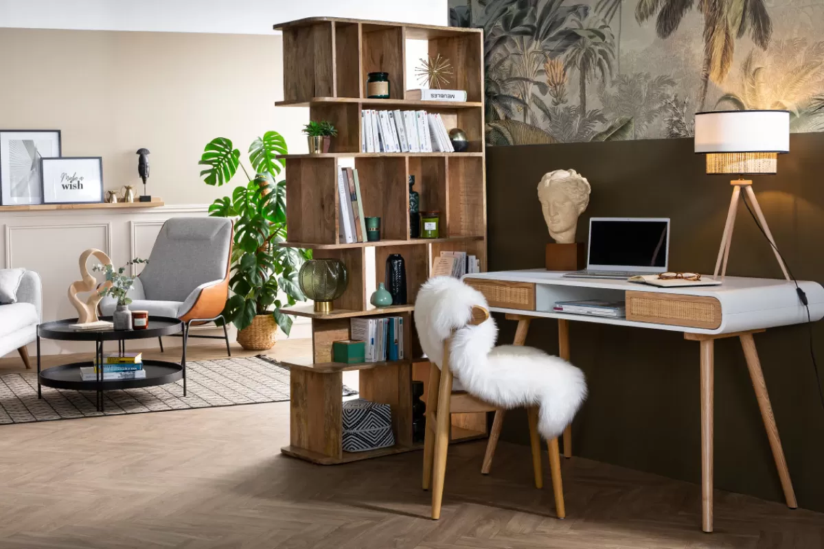 Miliboo Sillas Modernas | Sillas De Madera-Silla madera clara y PU negro escandinavo japonés (lote de 2) WALFORD