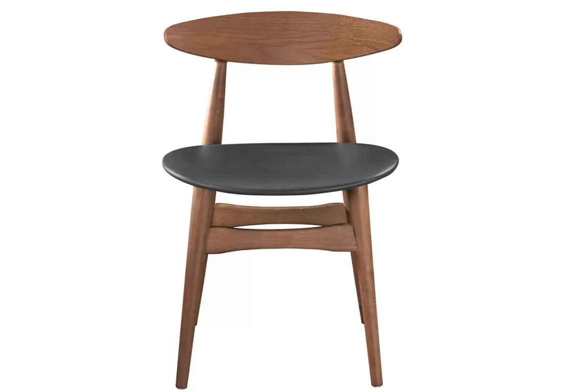 Miliboo Sillas Modernas | Sillas De Madera-Silla madera oscura y PU negro escandinavo japonés (lote de 2) WALFORD