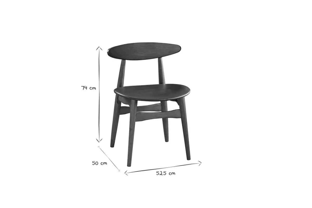 Miliboo Sillas Modernas | Sillas De Madera-Silla madera oscura y PU negro escandinavo japonés (lote de 2) WALFORD