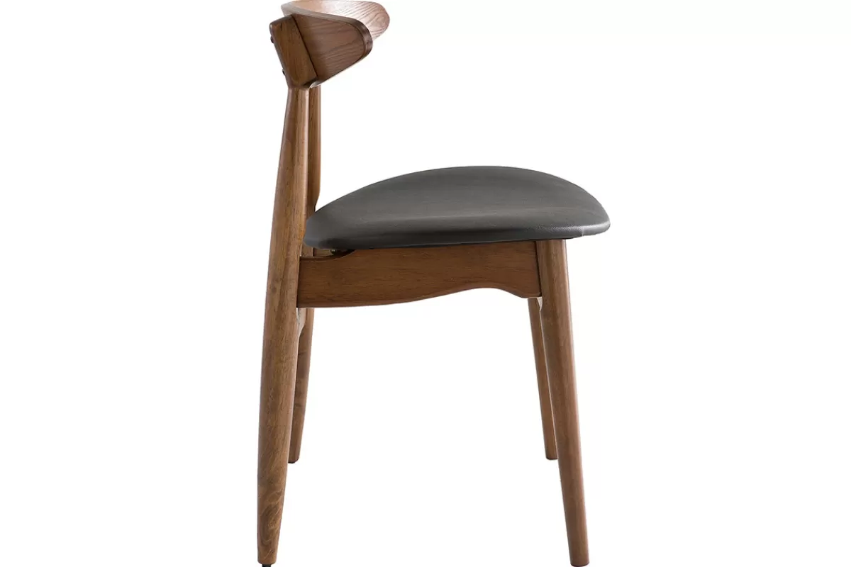 Miliboo Sillas Modernas | Sillas De Madera-Silla madera oscura y PU negro escandinavo japonés (lote de 2) WALFORD