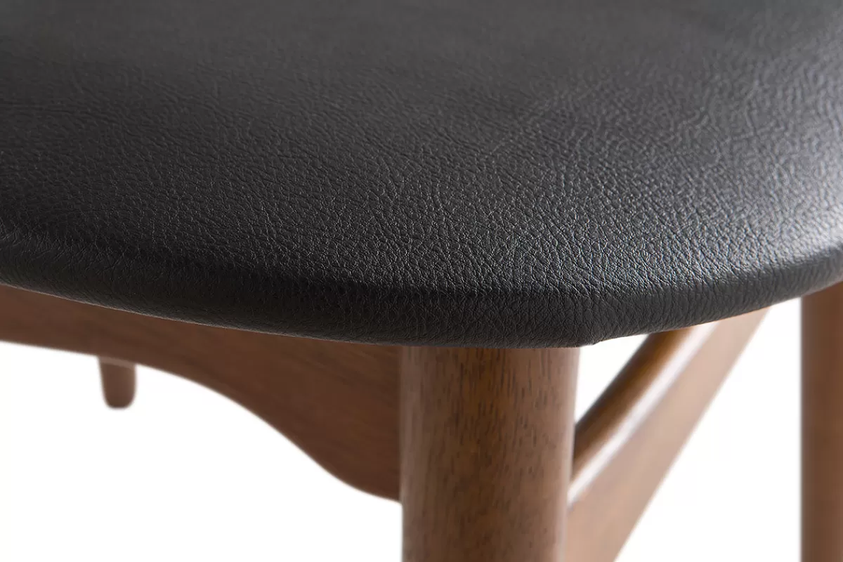 Miliboo Sillas Modernas | Sillas De Madera-Silla madera oscura y PU negro escandinavo japonés (lote de 2) WALFORD