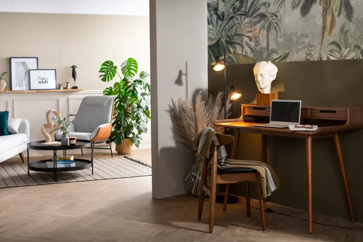 Miliboo Sillas Modernas | Sillas De Madera-Silla madera oscura y PU negro escandinavo japonés (lote de 2) WALFORD