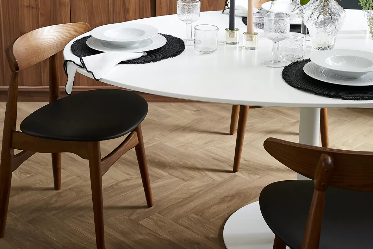 Miliboo Sillas Modernas | Sillas De Madera-Silla madera oscura y PU negro escandinavo japonés (lote de 2) WALFORD