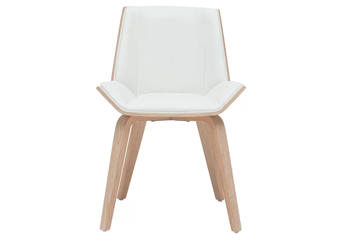 Miliboo Sillas Modernas | Sillas De Madera-Silla moderna blanca y madera clara MELKIOR