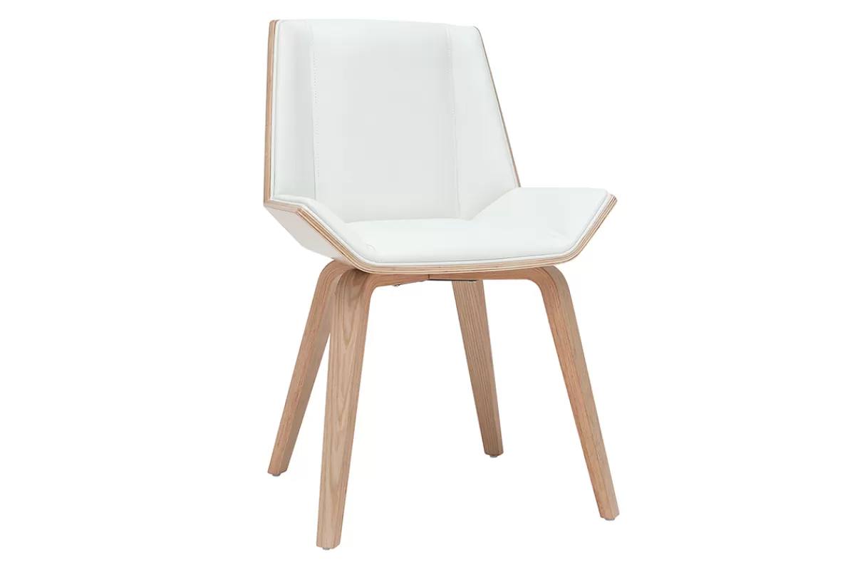Miliboo Sillas Modernas | Sillas De Madera-Silla moderna blanca y madera clara MELKIOR