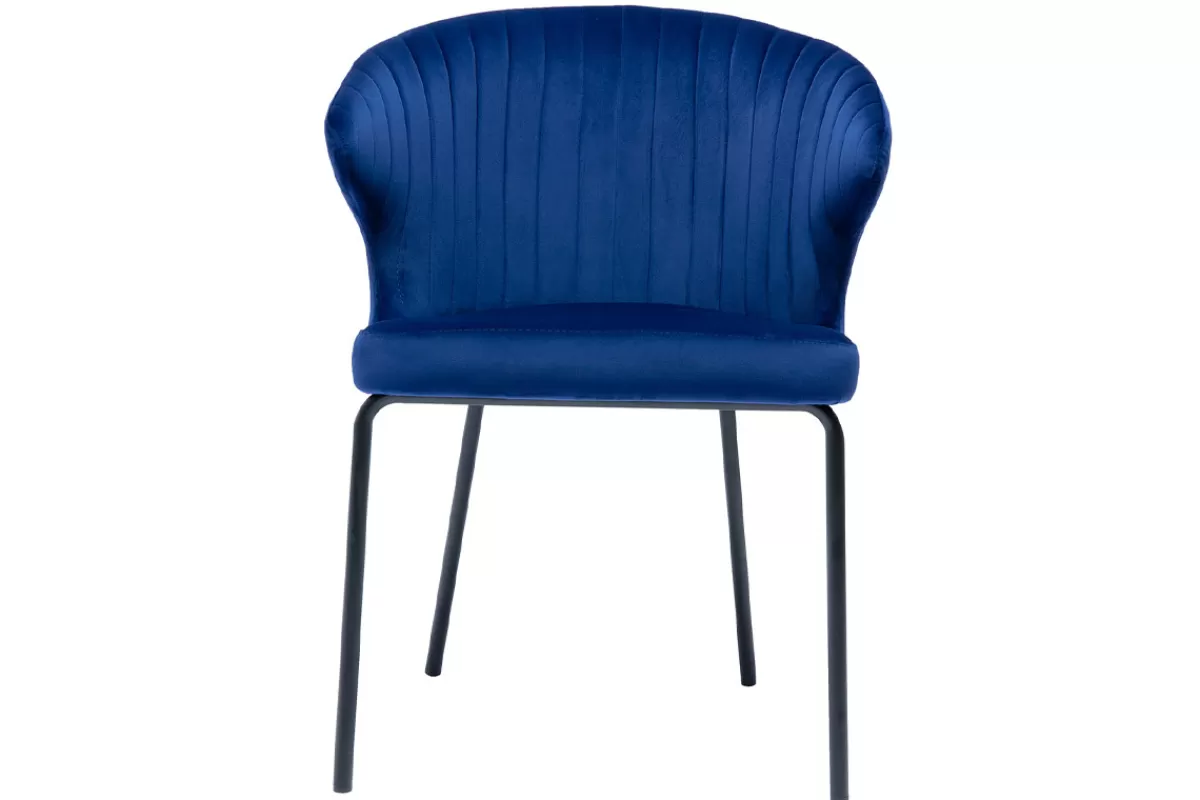 Miliboo Sillas Modernas-Silla moderna en terciopelo azul oscuro REQUIEM