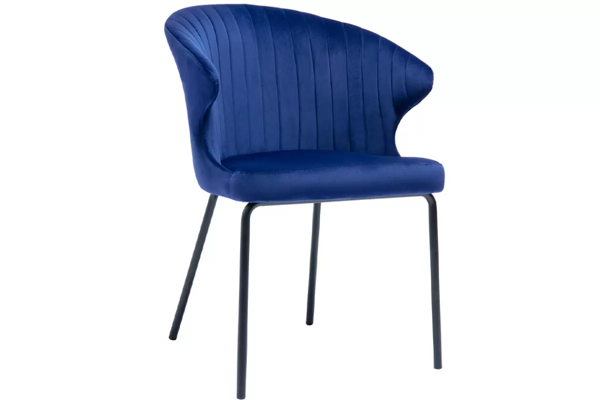 Miliboo Sillas Modernas-Silla moderna en terciopelo azul oscuro REQUIEM