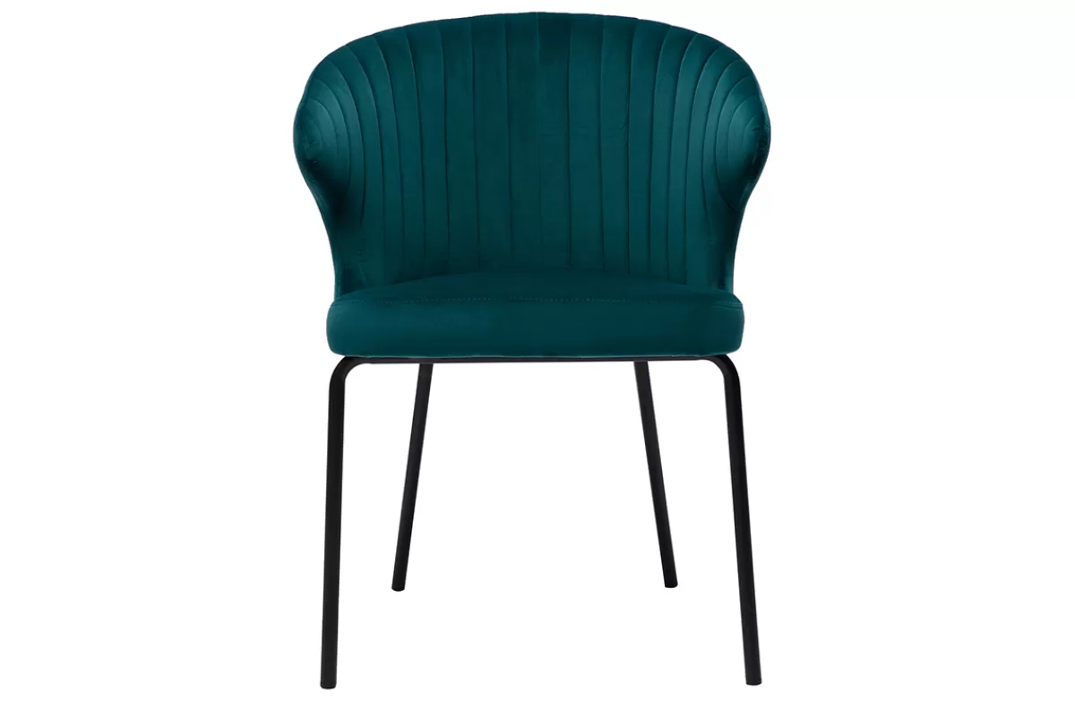 Miliboo Sillas Modernas-Silla moderna en terciopelo azul petróleo REQUIEM