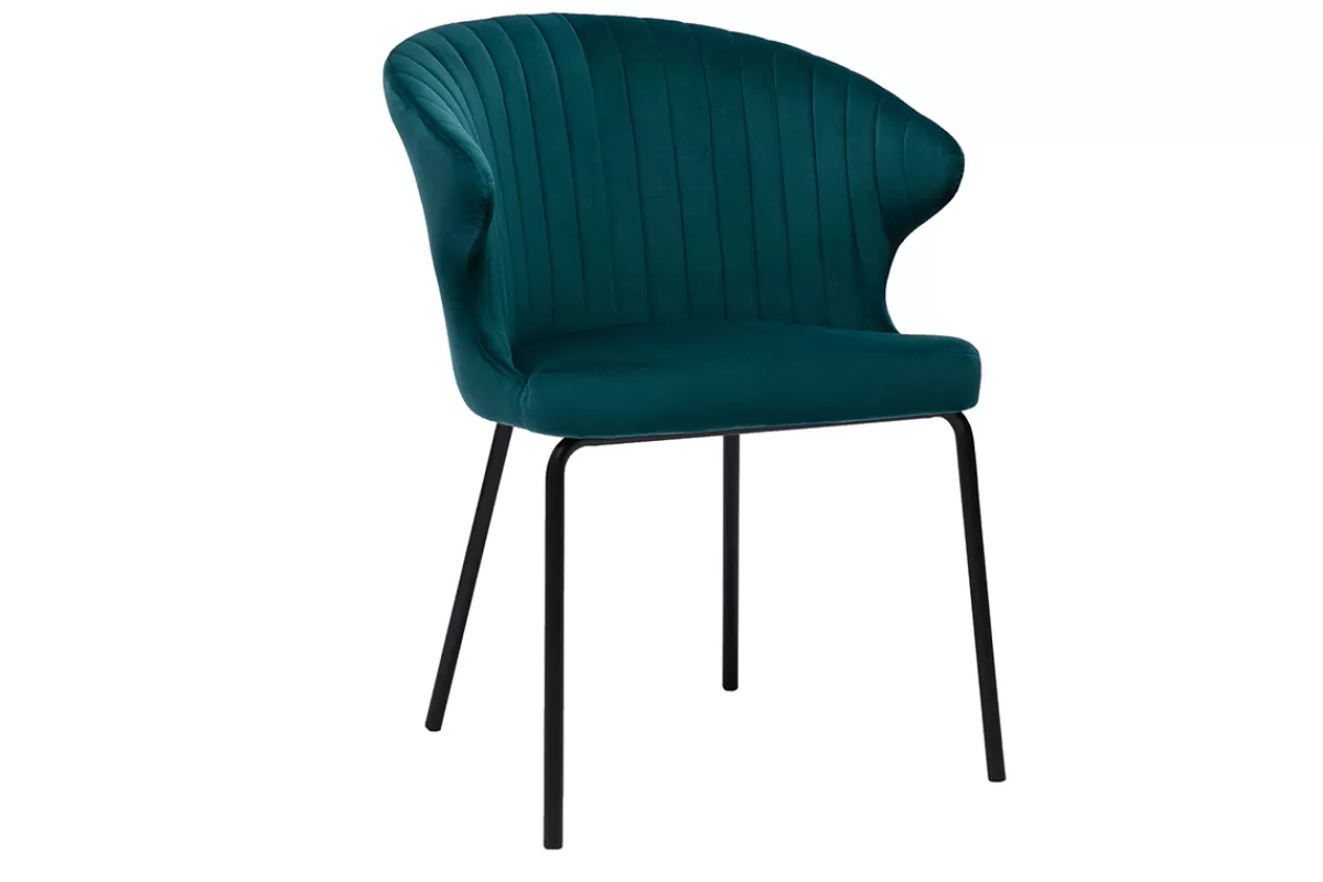 Miliboo Sillas Modernas-Silla moderna en terciopelo azul petróleo REQUIEM