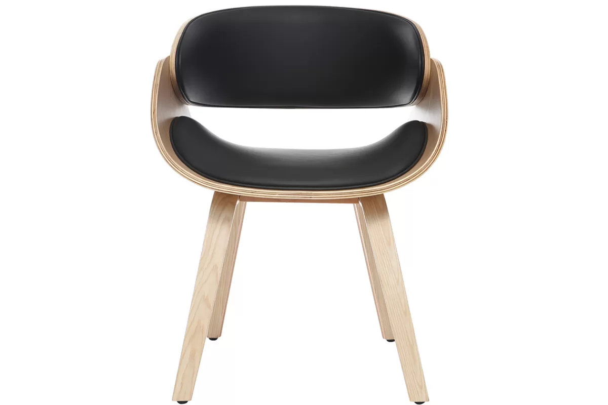 Miliboo Sillas Modernas | Sillas De Madera-Silla negra y madera clara nogal BENT