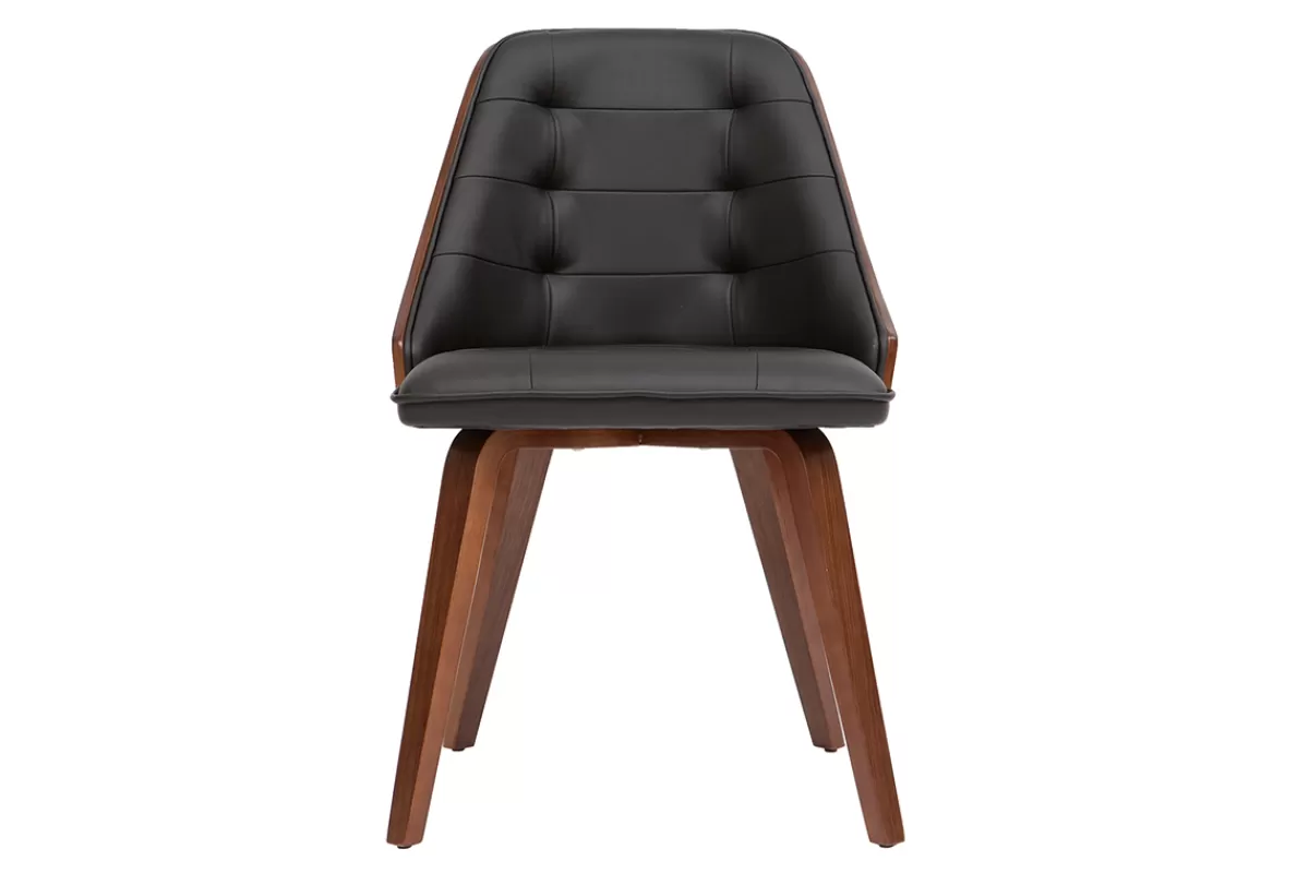 Miliboo Sillas Modernas | Sillas De Madera-Silla negra y madera oscura FLUFFY